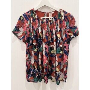 Dolan Left Coast Collection Pilar Pleated Top Petits Medium Orange Multicolor